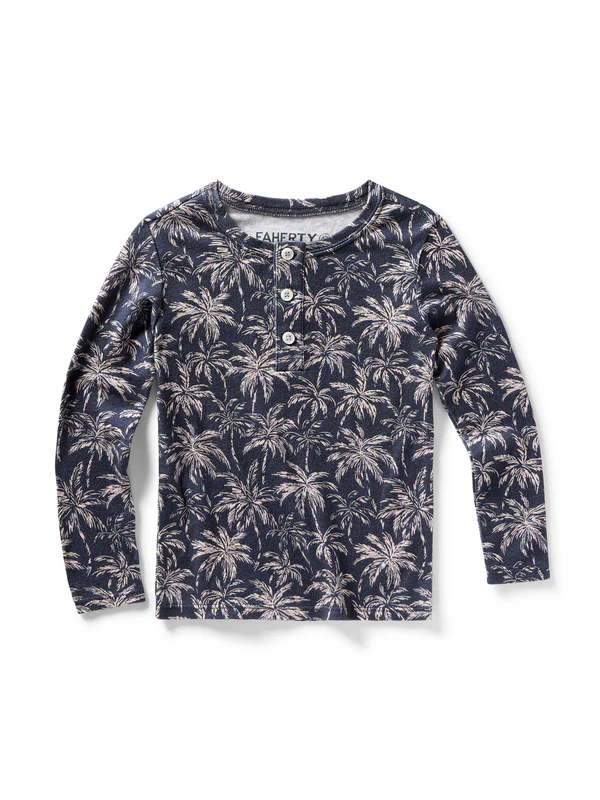 Kids Cloud Cotton Pajama Set - Navy Tropic Trees