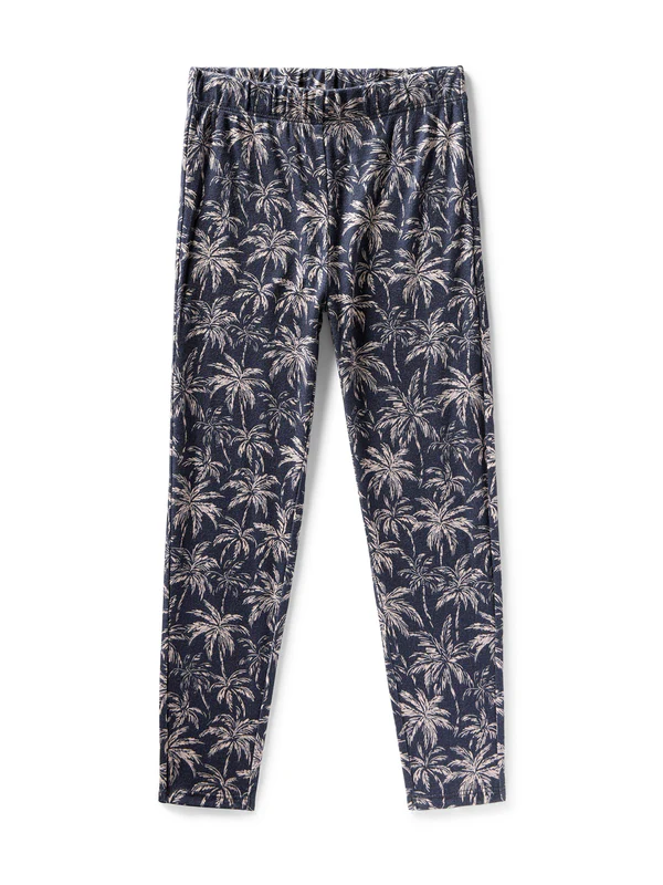 Kids Cloud Cotton Pajama Set - Navy Tropic Trees