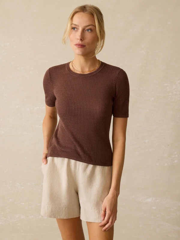 Sunwashed Cotton Fisherman Sweater - Seashell Blush